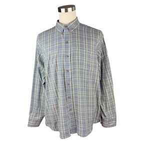 Arrow Men's XXL Plaid Button Down Shirt, Gray & Tan Long Sleeve, Cotton Blend